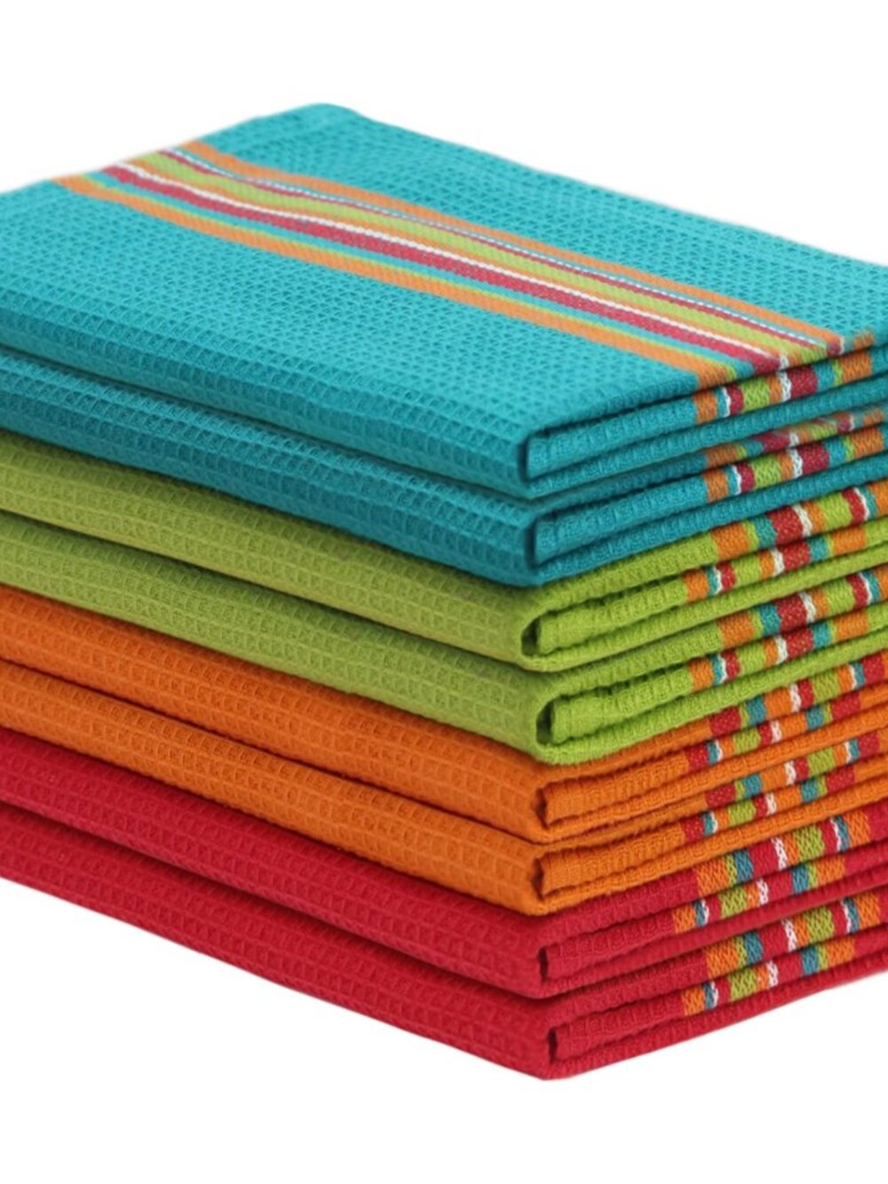 Salsa Stripe Kitchen Towels - 8 Pack 100% Cotton Dish Cloth